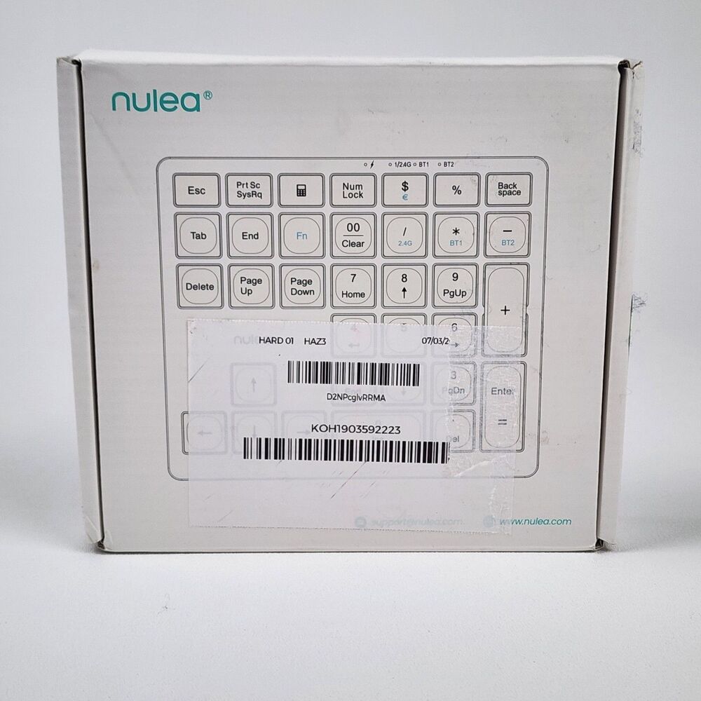 Nulea Wireless Number Pad TK403 BT 5.0 2.4G USB-C Rechargeable Numeric Keyboard
